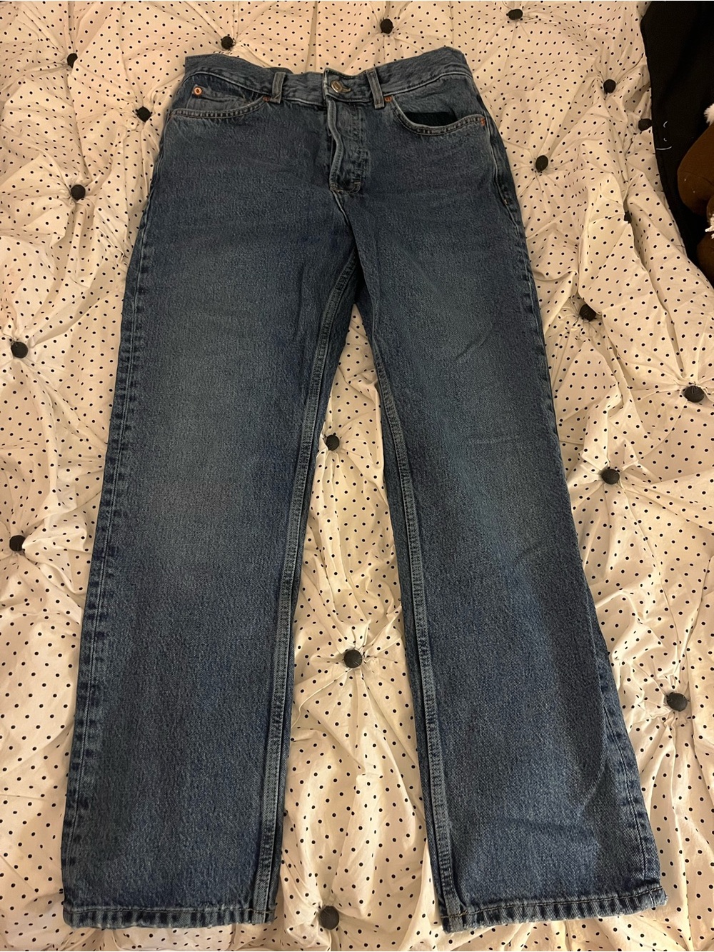 Top Shop Women’s Blue Straight-Leg Dad Jeans Size 28